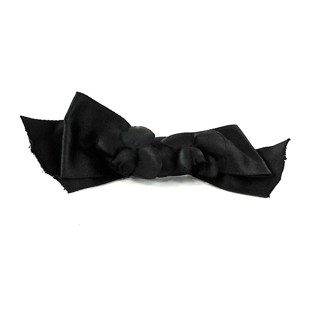 CHANEL Elegant Black Satin Hair Bow - Picture 3 of 9